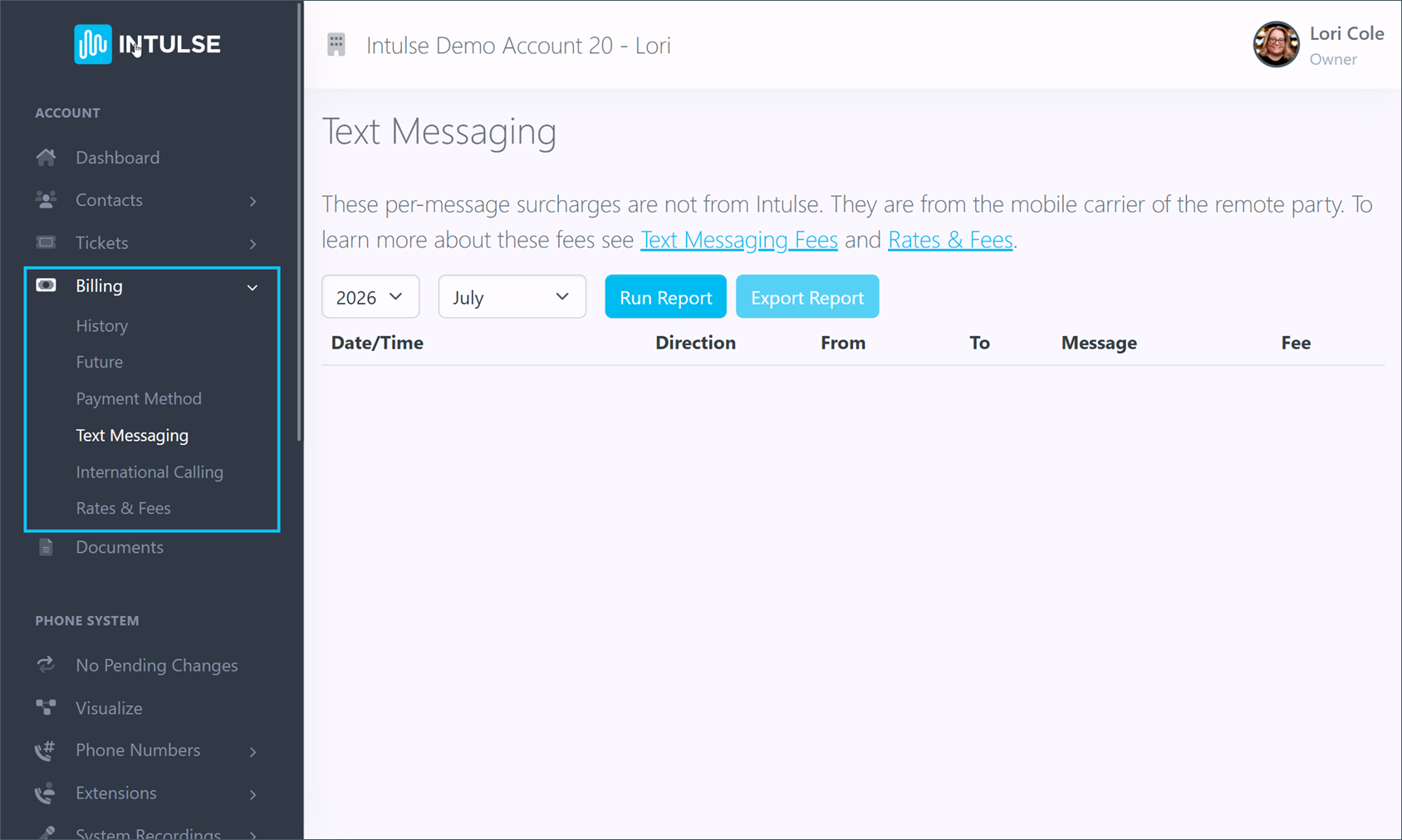 Text Message Billing